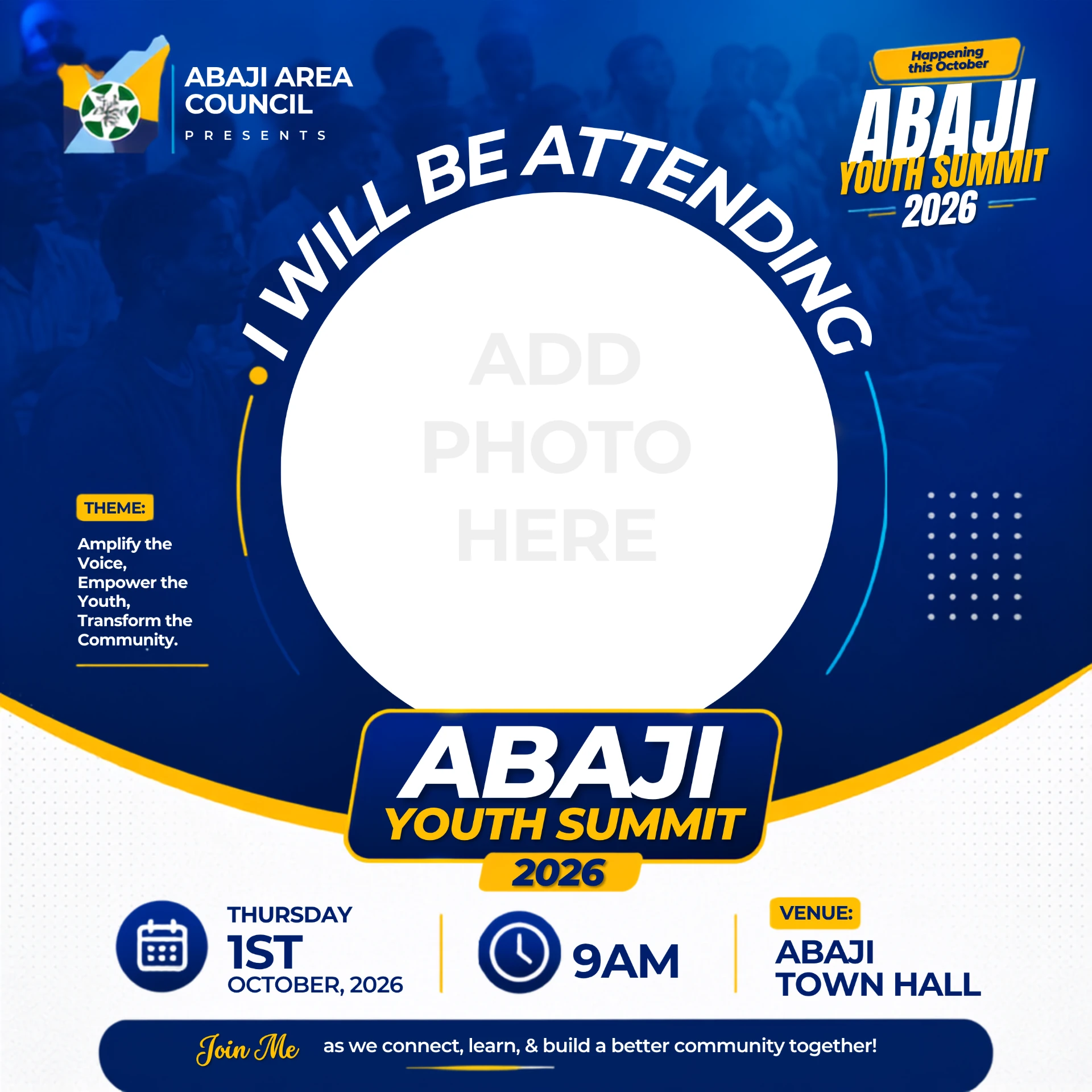 Official I will be attending flyer for ABAJI YOUTH SUMMIT, 2026
